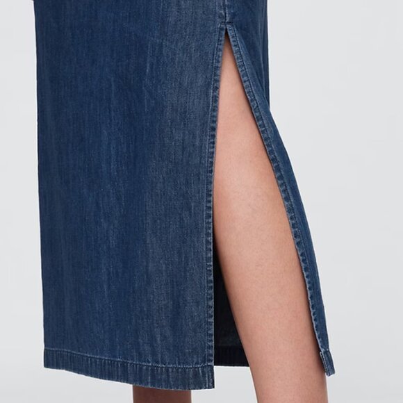 GAP Medium Indigo Denim Maxi Slip Skirt/NWT/S TALL - Picture 4 of 14